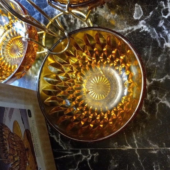 Vintage Indiana Glass amber Mount Vernon Trio Server set - Picture 2 of 4